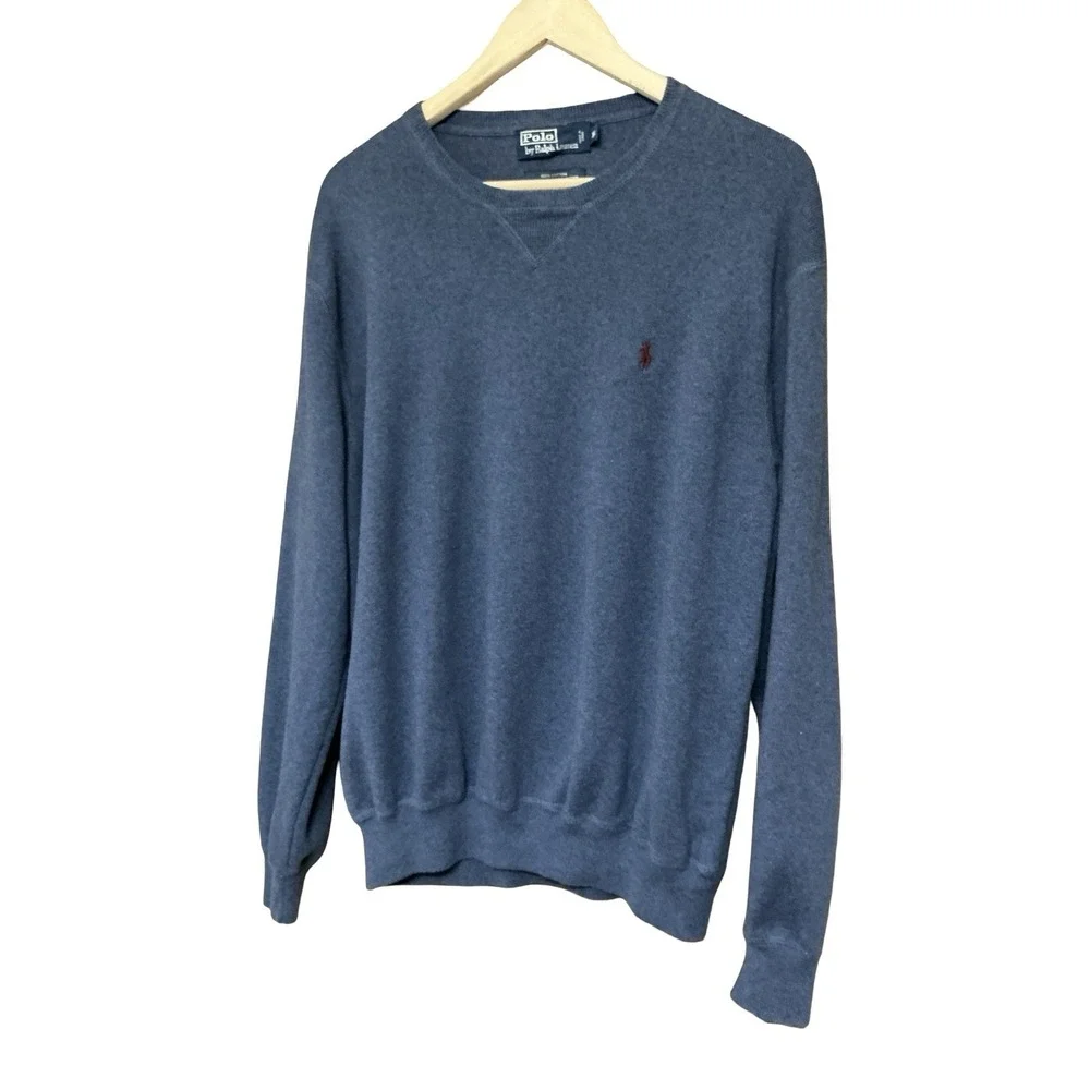 Vintage Polo Ralph Lauren Sweater Mens X-Large Blue W Maroon Pony Woven Pullover
